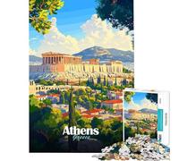 Puzzle da 1000 pezzi per adulti poster di viaggio di Atene Grecia puzzle per ragazzi giocattoli antistress divertenti e spiritosi attività divertenti da fare a casa (dimensioni 50x75cm)