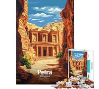 Puzzle da 1000 pezzi per adulti poster di viaggio di Petra Jordan giochi rilassanti per adulti un'opera d'arte difficile e stimolante (dimensioni 38x26cm)