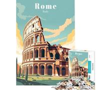 Puzzle da 1000 pezzi per adulti poster di viaggio di Roma Italia gioco impossibile gioco educativo sfida giocattolo divertente regalo migliora la memoria (dimensioni 50x75cm)