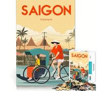 Puzzle da 1000 pezzi per adulti,poster di viaggio di Saigon,Vietnam,con ritagli precisi,arte,gioco di abilità,svago,divertimento,regalo di compleanno (50x75cm)