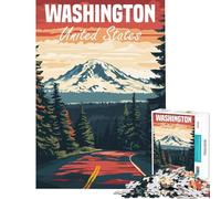 Puzzle da 1000 pezzi per adulti poster di viaggio sullo Stato di Washington sfida educativa un'opera d'arte giocattolo antistress per ragazzi dai 14 anni in su (38x52cm)