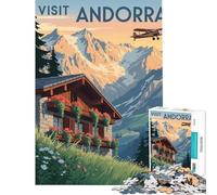 Puzzle da 1000 pezzi per adulti poster di viaggio "Visita Andorra" ideale per compleanni e Natale gioco rompicapo a tempo adatto a partire dai 14 anni (38x52cm)