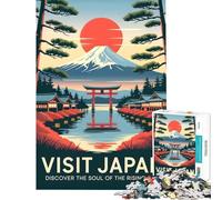 Puzzle da 1000 pezzi per adulti poster di viaggio "Visita il Giappone" puzzle da 1000 pezzi decorazione per la casa giocattolo educativo ideale come regalo (38x52cm)