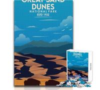 Puzzle da 1000 pezzi per adulti, poster Great Sand Dunes, gioco di sfida unico, analisi e logica, regalo divertente, dimensioni 38x52cm