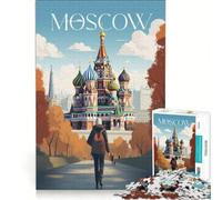 Puzzle da 1000 pezzi per adulti, poster Mosca Russia, gioco impossibile, interazione genitore-figlio, lista dei desideri con Babbo Natale 38x26cm