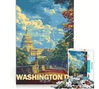 Puzzle da 1000 pezzi per adulti poster vintage di Washington DC gioco impossibile sfida difficile rafforza l'amore tra le coppie 38x26cm