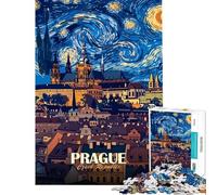 Puzzle da 1000 pezzi per adulti Praga Repubblica Ceca Notte stellata gioco pratico ideale per passare il tempo durante le vacanze compleanno e Natale (dimensioni 38x52cm)