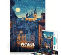 Puzzle da 1000 pezzi per adulti,Praga,Repubblica Ceca,paesaggio urbano notturno,finemente assemblato,divertente,intelligente,sfida,gioco tranquillo,regalo di compleanno,hobby (38x26cm)