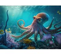 Puzzle da 1000 pezzi per adulti, primo piano di un polpo galleggiante sott'acqua, puzzle 1000 pezzi, puzzle impossibili per adulti, 50 x 70 cm