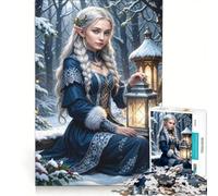 Puzzle da 1000 pezzi per adulti Principessa Elfa nella Neve Gioco Rilassante Montaggio di Modelli Lista dei Desideri con Babbo Natale 50x75cm