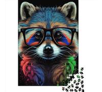 Puzzle da 1000 pezzi per adulti Procione Pop Art Animale 1 quadrato Puzzle in legno Puzzle pezzo unico Giochi educativi divertenti Giocattoli 1000 pezzi (75x50 cm)