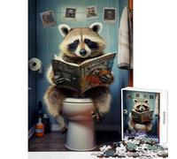 Puzzle da 1000 pezzi per adulti Procione sul water Decorazione per la casa Giocattoli Idee regalo Gioco educativo Interessante riduzione dello stress Dimensioni 38x26cm