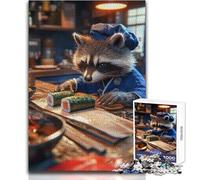 Puzzle da 1000 pezzi per adulti Procione Sushi Chef Rilassati durante il tempo libero Taglio netto senza soluzione di continuità Interlock Toy Dimensioni 38x52cm