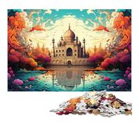 Puzzle da 1000 pezzi per adulti psichedelia colorata del Taj Mahal in India puzzle per adulti e bambini puzzle di carta ottimo regalo 1000 pezzi (38x26 cm)