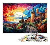 Puzzle da 1000 pezzi per adulti psichedelia colorata delle mura della città di Visby puzzle impegnativo e difficile un'opera d'arte per adolescenti dai 14 anni in su 1000 pezzi (38x26 cm)