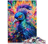 Puzzle da 1000 pezzi per adulti Psichedelico Pavone Puzzle Hands-on Analisi del gioco e logica 50 x 74,9 cm Adatto per adolescenti dai 14 anni in su