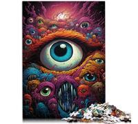 Puzzle da 1000 pezzi per adulti Psychedelic Art Eyes, puzzle da gioco sofisticato con poster coordinato e foglio quiz per adolescenti dai 14 anni in su, 26 x 38 cm