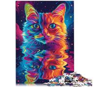 Puzzle da 1000 pezzi per adulti Psychedelic Cat Art gioco giocattolo 26 x 38 cm adatto come decorazione da scrivania per 14 anni