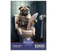 Puzzle Da 1000 Pezzi Per Adulti Pug Dog on The Toilet(3) Puzzle Per Adulti Gioco Rompicapo Difficile Sfida Educativa Difficile 38x26cm/1000pcs