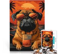 Puzzle da 1000 pezzi per adulti Pug Healing on the Beach Mustermontage Jedes Stück ist einzigartig Anspruchsvolles Familienspiel75x50cm