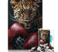 Puzzle da 1000 pezzi per adulti, pugile leopardo, giocattoli educativi, giochi per famiglie con poster abbinato e foglio di quiz, 38x26cm