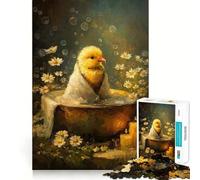 Puzzle da 1000 pezzi per adulti,pulcino nella vasca da bagno con margherite,taglio netto,gioco creativo,risoluzione di problemi,divertente gioco per il tempo libero,decorazione artistica natalizia