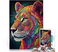 Puzzle da 1000 pezzi per adulti Puma con pelliccia colorata Fatto di carta，per età 14+ Rompicapo Come regalo per tutta la famiglia e gli amici。misurare：38x52cm/14.96x20.47pollice