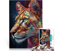 Puzzle da 1000 pezzi per adulti Puma nell'arte colorata Fatto di cartone per età pari o superiore a 14 anni Gioco di puzzle Offerti come regali per tutta la famiglia misurare:38x52cm