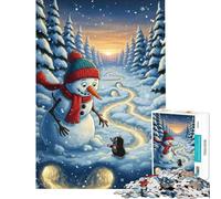Puzzle da 1000 pezzi per adulti pupazzo di neve e talpa in un paesaggio invernale gioco interattivo per adulti decorazione murale sfida educativa (dimensioni 38x26cm)