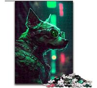 Puzzle da 1000 pezzi per adulti, puzzle a forma di cane punk in legno, giocattoli, regalo educativo, intellettuale, divertente, gioco per famiglie, 1000 pezzi(50x75cm)