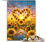 Puzzle da 1000 pezzi per adulti, puzzle a forma di cuore con girasole, gioco di attività per famiglie da 1000 pezzi per adolescenti, rompicapo impegnativo (dimensioni 26x38cm)