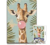 Puzzle da 1000 pezzi per adulti, puzzle a forma di giraffa che soffia gomma da masticare, giocattoli educativi, giochi per il divertimento in famiglia, opera d'arte, regalo, dimensioni 50x75cm