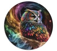 Puzzle da 1000 pezzi per adulti, puzzle a forma di gufo, per l'interazione familiare e un regalo divertente, design astratto vibrante, 67,5x67,5 cm