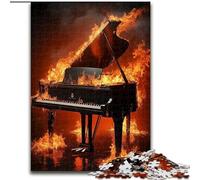 Puzzle da 1000 pezzi per adulti, puzzle a forma di pianoforte con fiamme, familiari e amici, sfida rompicapo 26X38cm