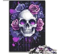 Puzzle da 1000 pezzi per adulti, puzzle a forma di teschio rosa per adulti, sviluppa la coordinazione occhio-mano, perfetto come regalo di compleanno (dimensioni 26x38cm)