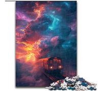Puzzle da 1000 pezzi per adulti, puzzle a forma di treno arcobaleno, in legno, gioco interattivo per famiglie, decorazione fai da te per la casa, rompicapo stimolante, 1000 pezzi(50x75cm)