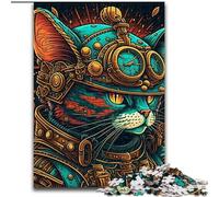 Puzzle da 1000 pezzi per adulti, puzzle a tema gatto steampunk, 50x75cm, sfida per la mente, attività educativa per adolescenti