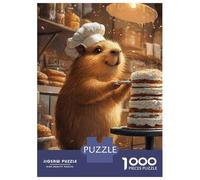 Puzzle Da 1000 Pezzi Per Adulti Puzzle Animal Capybara Chef Decorating Cake Cat Puzzle Per Adulti Giochi Rilassanti Analisi E Logica Divertimento A Casa Attività, 38x26cm/1000pcs