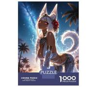 Puzzle Da 1000 Pezzi Per Adulti Puzzle Anthro Fox Girl on Tropical Beach Puzzle Per Adulti Giochi Rilassanti Regalo Di Compleanno Natale Regali Di Compleanno 38x26cm/1000pcs