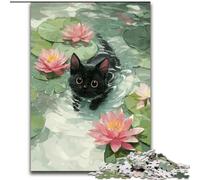 Puzzle da 1000 pezzi per adulti, puzzle artistici astratti a forma di gatto nero per adulti, sviluppa la coordinazione occhio-mano, perfetto come regalo di compleanno (dimensioni 26x38cm)