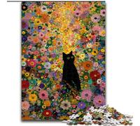 Puzzle da 1000 pezzi per adulti, puzzle artistici astratti con gatto nero per adulti, 50x75cm, rompicapo impegnativo per adolescenti, divertente serata di giochi in famiglia
