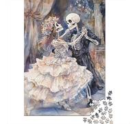 Puzzle da 1000 pezzi per adulti, puzzle artistici da 1000 pezzi raffiguranti coppie di scheletri, gioco difficile e impegnativo (38x26 cm)