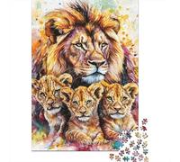 Puzzle da 1000 pezzi per adulti, puzzle artistici da 1000 pezzi raffiguranti la famiglia dei leoni, gioco difficile e stimolante per adulti (38x26 cm)