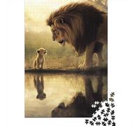 Puzzle da 1000 pezzi per adulti, puzzle artistici da 1000 pezzi raffiguranti un leone, gioco difficile e impegnativo (38x26 cm)