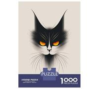 Puzzle Da 1000 Pezzi Per Adulti Puzzle Black Cat Vector Portrait with Glowing Orange Eyes Puzzle Per Adolescenti Giochi Rilassanti Antistress Sfida Da Completare 70x50cm/1000pcs