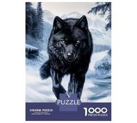 Puzzle Da 1000 Pezzi Per Adulti Puzzle Black Wolf in Winter Landscape Puzzle Per Adulti Giochi Rilassanti Regalo Di Compleanno Natale Regali Di Compleanno 38x26cm/1000pcs