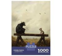 Puzzle Da 1000 Pezzi Per Adulti Puzzle Bull And Mouse on Bench Puzzle Per Adolescenti Giochi Rilassanti Corsa Di Velocità Regali Di Natale E Compleanno 70x50cm/1000pcs