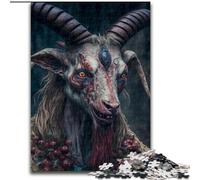 Puzzle da 1000 pezzi per adulti, puzzle Capra-Diavoletto in legno, perfetto per Halloween, Natale, regalo di compleanno, 1000 pezzi(50x75cm)