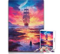 Puzzle da 1000 pezzi per adulti Puzzle che naviga verso il tramonto Ideale per momenti di relax e tranquillità Taglio uniforme e pulito Giocattolo per il tempo libero Dimensioni 38x26cm