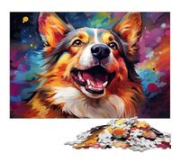 Puzzle da 1000 pezzi per adulti,puzzle colorati a forma di cane Corgi per adulti,design intricato per adolescenti,decorazioni fai da te e divertimento che stimola la mente,26X38CM